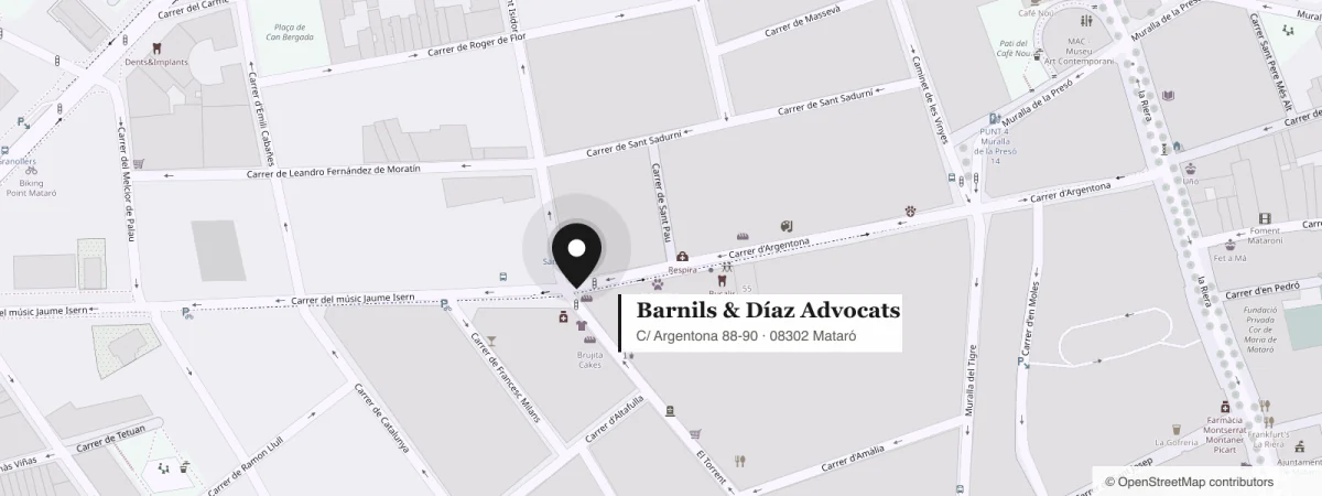 Mapa amb la ubicació de Barnils & Díaz Advocats al carrer d'Argentona 88-90 de Mataró